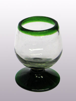 Colored Rim Glassware / Emerald Green Rim 4 oz Small Cognac Glasses (set of 6) / This classy set of cognac glasses will compliment your blown glass collection and help you enjoy your favourite liquor.